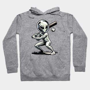 alien playing baseball Hoodie